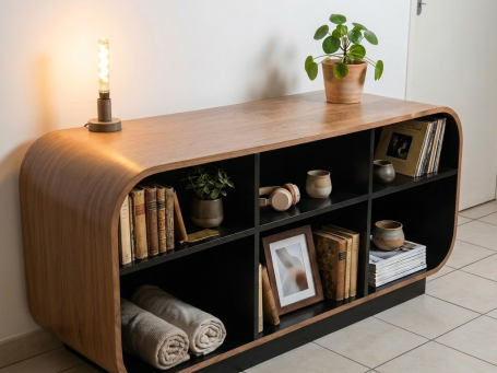 Meuble sur mesure médium & placage bois en noyer réalisé sur Vénissieux